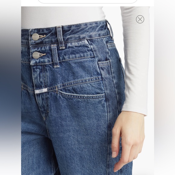 Closed Curved-X Double Button Raw Hem Tapered Jeans, organic cotton- size 26 - Picture 6 of 10